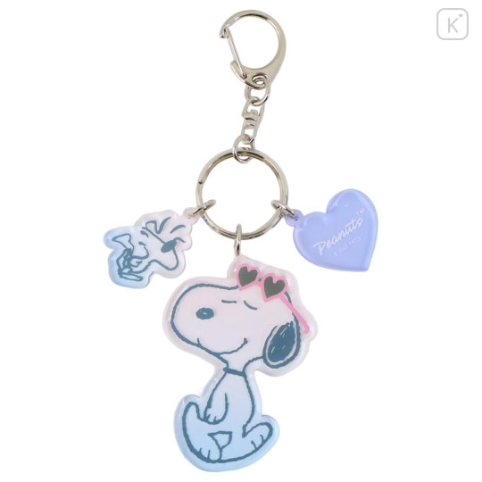 Japan Peanuts Acrylic Keychain 3 Charm - Snoopy : Joe Cool Summer Gradient Purple Blue Pink - 1
