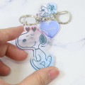 Japan Peanuts Acrylic Keychain 3 Charm - Snoopy : Joe Cool Summer Gradient Purple Blue Pink - 2