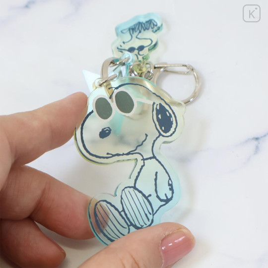 Japan Peanuts Acrylic Keychain 3 Charm - Snoopy : Joe Cool Summer Gradient Green Blue Yellow - 2