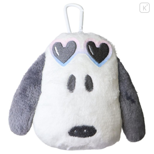 Japan Peanuts Face Pass Case Coin Case with Reel - Snoopy : Joe Cool Summer Gradient Purple Blue Pink - 1