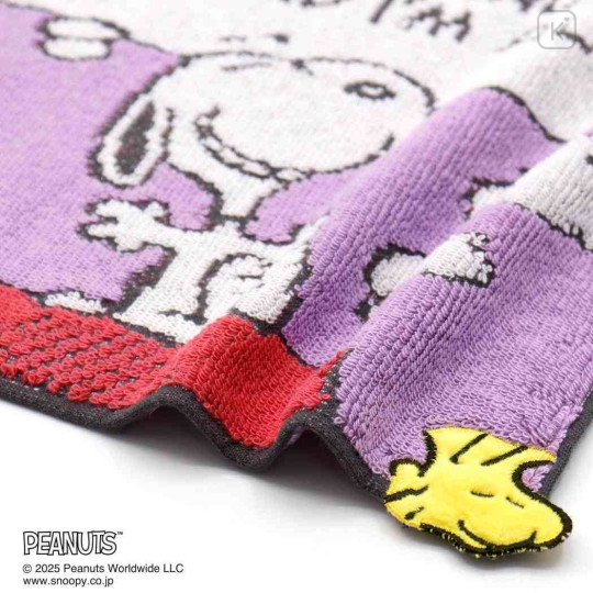 Japan Peanuts Mini Towel Handkerchief - Snoopy : Brand New Day Purple - 2