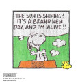 Japan Peanuts Mini Towel Handkerchief - Snoopy : Brand New Day Green - 1