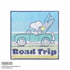 Japan Peanuts Mini Towel Handkerchief - Snoopy : Road Trip Light Blue