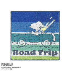 Japan Peanuts Mini Towel Handkerchief - Snoopy : Road Trip Blue