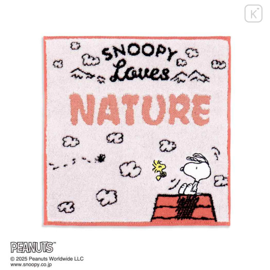 Japan Peanuts Mini Towel Handkerchief - Snoopy : Loves Nature Cloud Red - 1