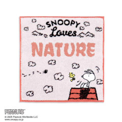 Japan Peanuts Mini Towel Handkerchief - Snoopy : Loves Nature Cloud Red