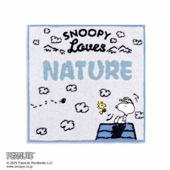 Japan Peanuts Mini Towel Handkerchief - Snoopy : Loves Nature Cloud Blue