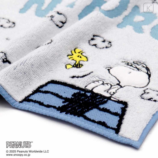 Japan Peanuts Mini Towel Handkerchief - Snoopy : Loves Nature Cloud Blue - 2