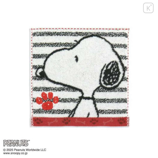 Japan Peanuts Mini Towel Handkerchief - Snoopy : Striped Grey - 1