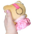 Japan Sanrio Mascot Holder Bag Charm - Hello Kitty : Tan Sunburned Leopard Pink Dress - 2
