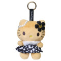 Japan Sanrio Mascot Holder Bag Charm - Hello Kitty : Tan Sunburned Leopard Black Dress - 1
