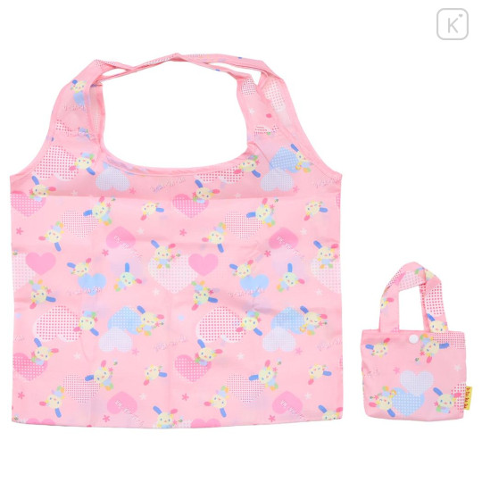 Japan Sanrio Eco Shopping Bag With Pouch - Usahana : Heart Pink - 1
