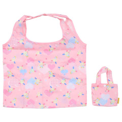 Japan Sanrio Eco Shopping Bag With Pouch - Usahana : Heart Pink