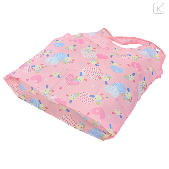 Japan Sanrio Eco Shopping Bag With Pouch - Usahana : Heart Pink - 2