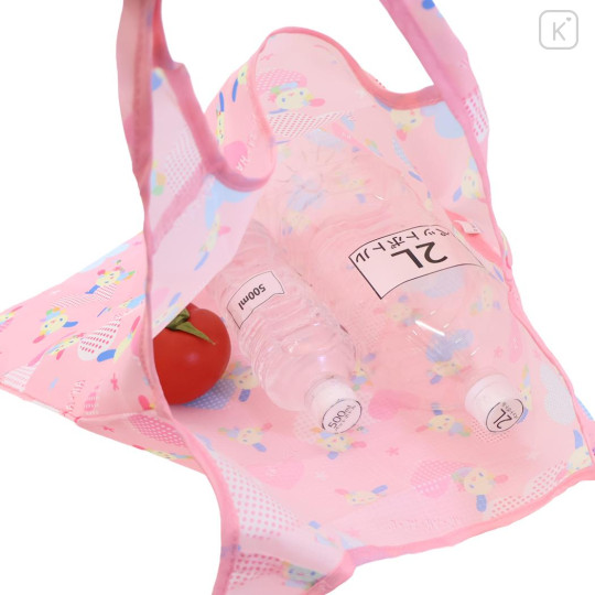Japan Sanrio Eco Shopping Bag With Pouch - Usahana : Heart Pink - 3