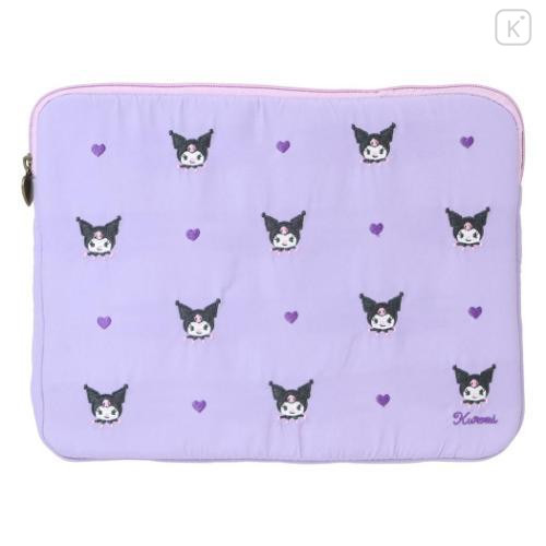 Japan Sanrio 11 inch Tablet Sleeve Bag - Kuromi : Embroidery Face - 1