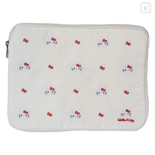 Japan Sanrio 11 inch Tablet Sleeve Bag - Hello Kitty : Embroidery Face - 1