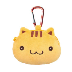 Japan Sanrio Fluffy Mini Pouch with Carabiner - Pompompurin : 30th Anniversary Friend Bagel Face