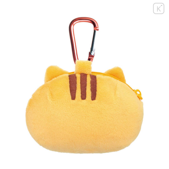 Japan Sanrio Fluffy Plush Mini Pouch with Carabiner - Pompompurin : 30th Anniversary Friend Bagel Face - 2
