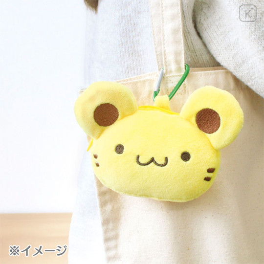 Japan Sanrio Fluffy Plush Mini Pouch with Carabiner - Pompompurin : 30th Anniversary Friend Bagel Face - 3