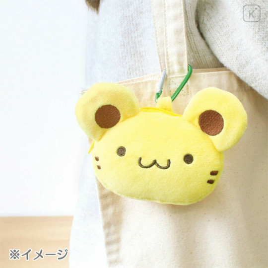 Japan Sanrio Fluffy Plush Mini Pouch with Carabiner - Pompompurin : 30th Anniversary Friend Scone Face - 3