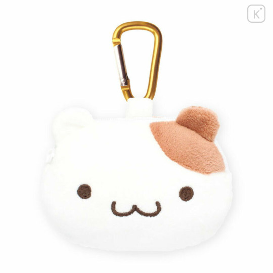 Japan Sanrio Fluffy Plush Mini Pouch with Carabiner - Pompompurin : 30th Anniversary Friend Muffin Face - 1