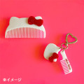 Japan Sanrio Mini Mirror & Comb Keychain - Hello Kitty : Pear Marble White Sparkling Glossy - 3