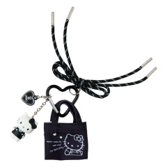 Japan Sanrio Original Miniature Keychain Bag Charm - Hello Kitty : Tote Bag Carabiner Retro Nostalgia Monochrome
