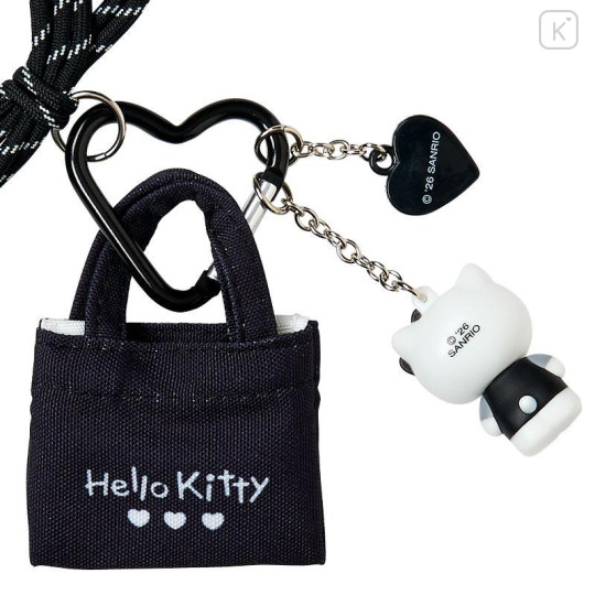 Japan Sanrio Original Miniature Keychain Bag Charm - Hello Kitty : Tote Bag Carabiner Retro Nostalgia Monochrome - 4