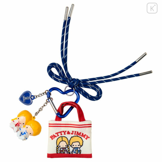 Japan Sanrio Original Miniature Keychain Bag Charm - Patty & Jimmy : Tote Bag Carabiner Retro Nostalgia - 1