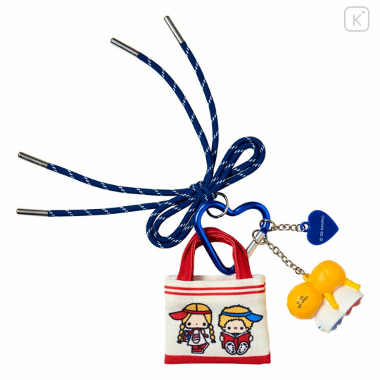 Japan Sanrio Original Miniature Keychain Bag Charm - Patty & Jimmy : Tote Bag Carabiner Retro Nostalgia - 2