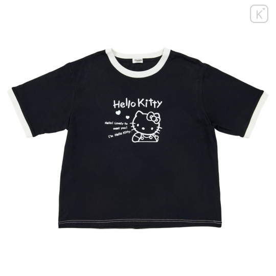 Japan Sanrio Original T-shirt - Hello Kitty : Retro Nostalgia Monochrome - 1