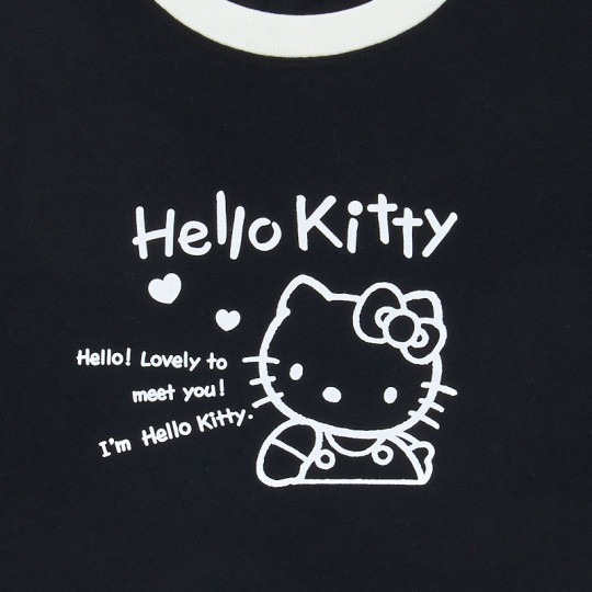 Japan Sanrio Original T-shirt - Hello Kitty : Retro Nostalgia Monochrome - 2