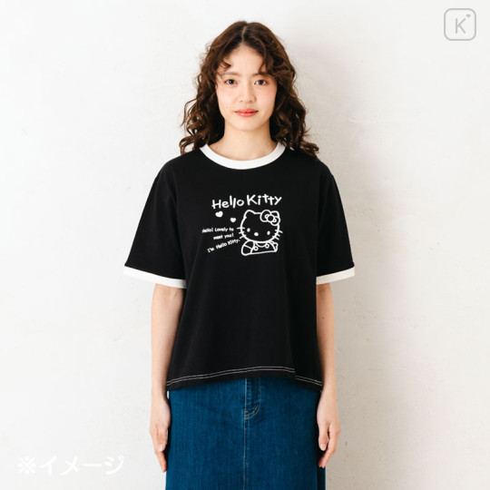Japan Sanrio Original T-shirt - Hello Kitty : Retro Nostalgia Monochrome - 3