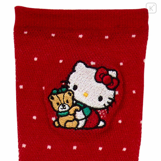 Japan Sanrio Original Crew Socks - Hello Kitty & Tiny Chum : Embroidery Red Retro Nostalgia - 2
