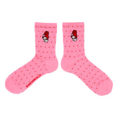 Japan Sanrio Original Crew Socks - My Melody : Embroidery Retro Nostalgia