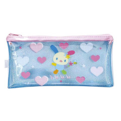 Japan Sanrio Slim Pen Pouch Pencil Case - Usahana : Glitter Blue Heart