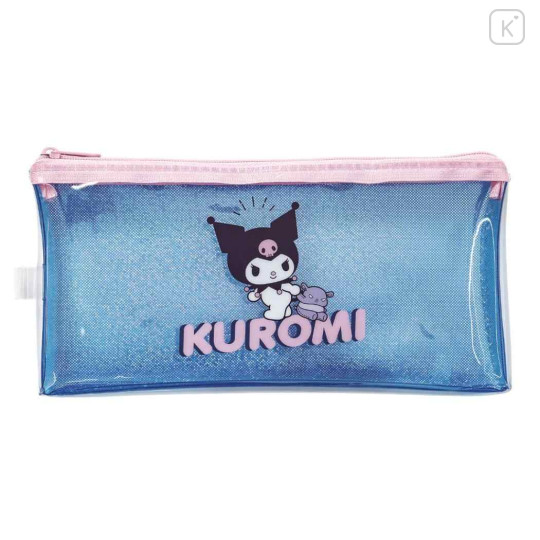 Japan Sanrio Slim Pen Pouch Pencil Case - Kuromi : Glitter Blue Baku - 1