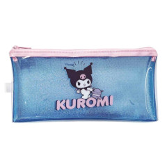 Japan Sanrio Slim Pen Pouch Pencil Case - Kuromi : Glitter Blue Baku