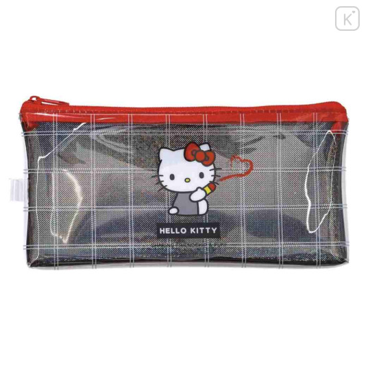 Japan Sanrio Slim Pen Pouch Pencil Case - Hello Kitty : Glitter Black - 1
