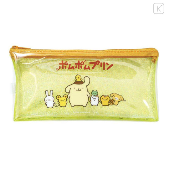 Japan Sanrio Slim Pen Pouch Pencil Case - Pompompurin : Glitter Friends Yellow - 1
