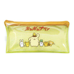 Japan Sanrio Slim Pen Pouch Pencil Case - Pompompurin : Glitter Friends Yellow