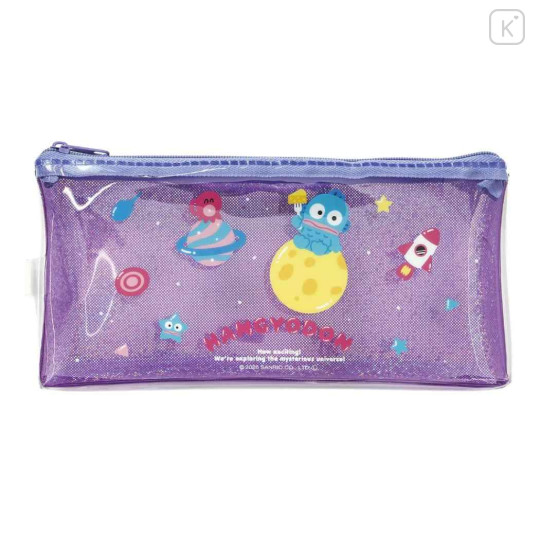 Japan Sanrio Slim Pen Pouch Pencil Case - Hangyodon : Glitter Blue Purple - 1