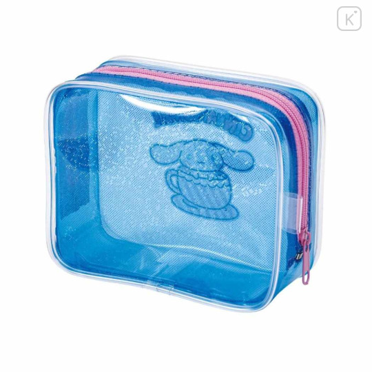 Japan Sanrio Glitter Clear Cosmetic Pouch - Cinnamoroll : Blue - 2