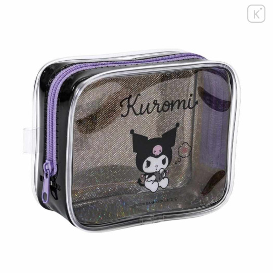 Japan Sanrio Glitter Clear Cosmetic Pouch - Kuromi : Black - 1