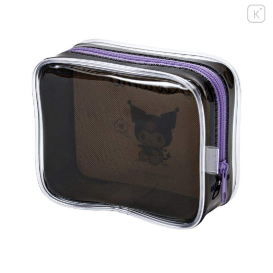 Japan Sanrio Glitter Clear Cosmetic Pouch - Kuromi : Black - 2