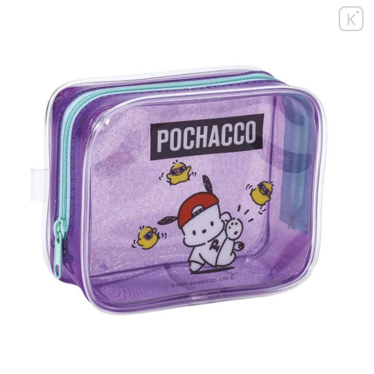 Japan Sanrio Glitter Clear Cosmetic Pouch - Pochacco : Cool Friends - 1