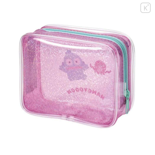 Japan Sanrio Glitter Clear Cosmetic Pouch - Hangyodon : Pink - 2