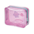 Japan Sanrio Glitter Clear Cosmetic Pouch - Hangyodon : Pink - 2