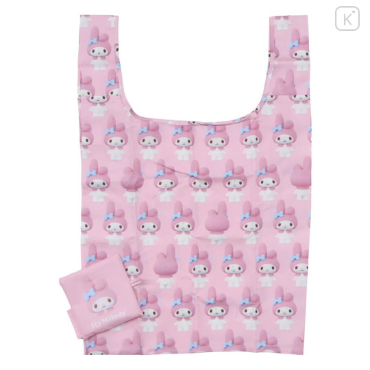 Japan Sanrio Eco Shopping Bag With Pocket - My Melody : 3D Pink All Over Pattern - 1